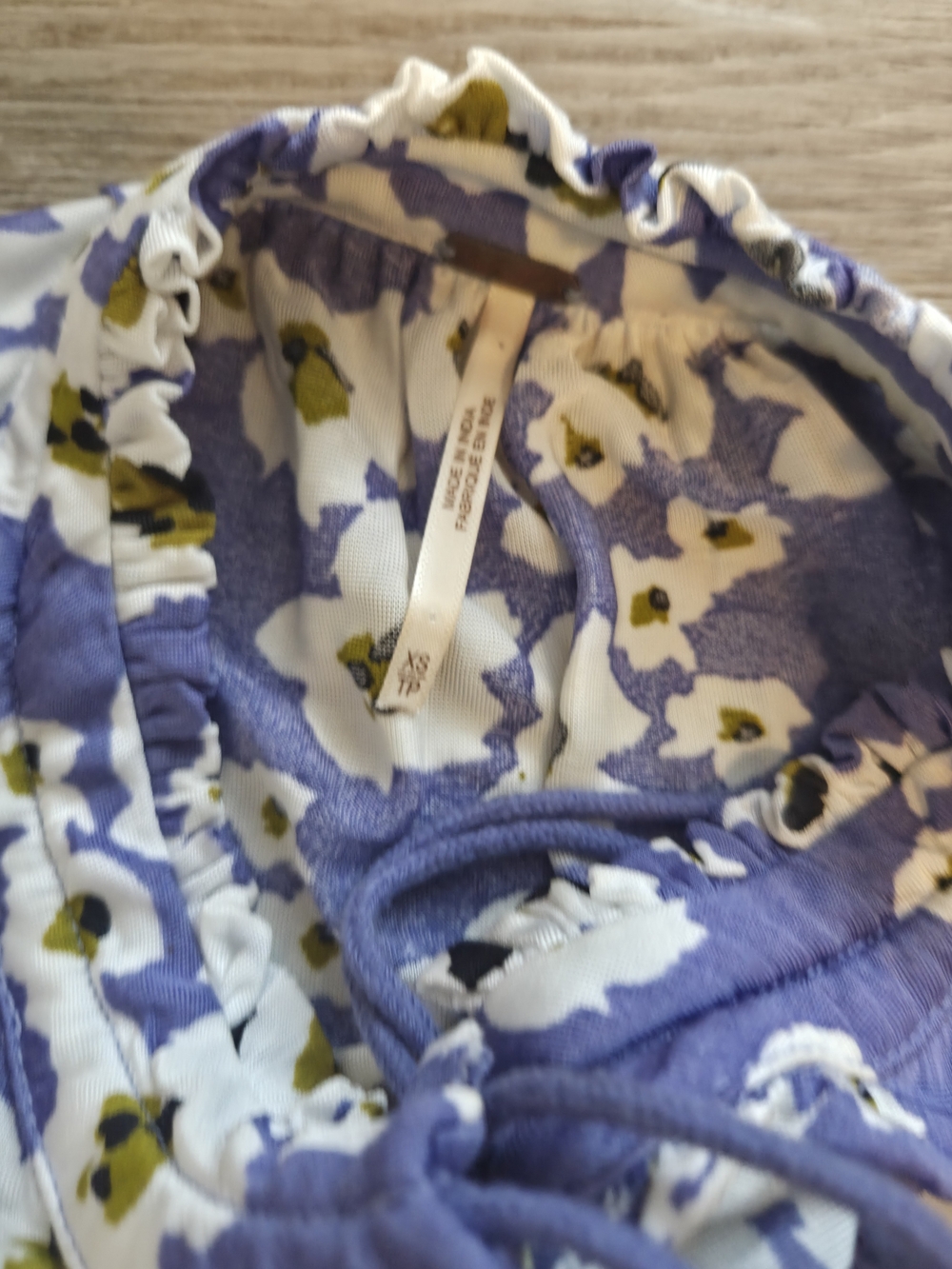Free People Lover Floral Tunic Lavender White Boho Long Sleeve Tie Neck Women - Picture 6 of 10